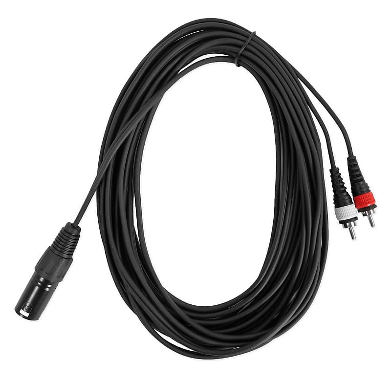 Rockville RXLRDRCA25 25&#039; Ft. XLR to Dual RCA Pro Audio Cable 100% Copper  			