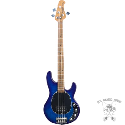 Sterling by Music Man StingRay RAY34 Flame Maple in Neptune Blue w/Gig Bag image 3