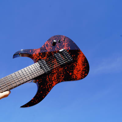 Schecter USA CUSTOM SHOP - Black w/ Blood Splatter - Keith Merrow KM-7 - Hybrid 7-String Electric Guitar w/ Case (2023) image 11