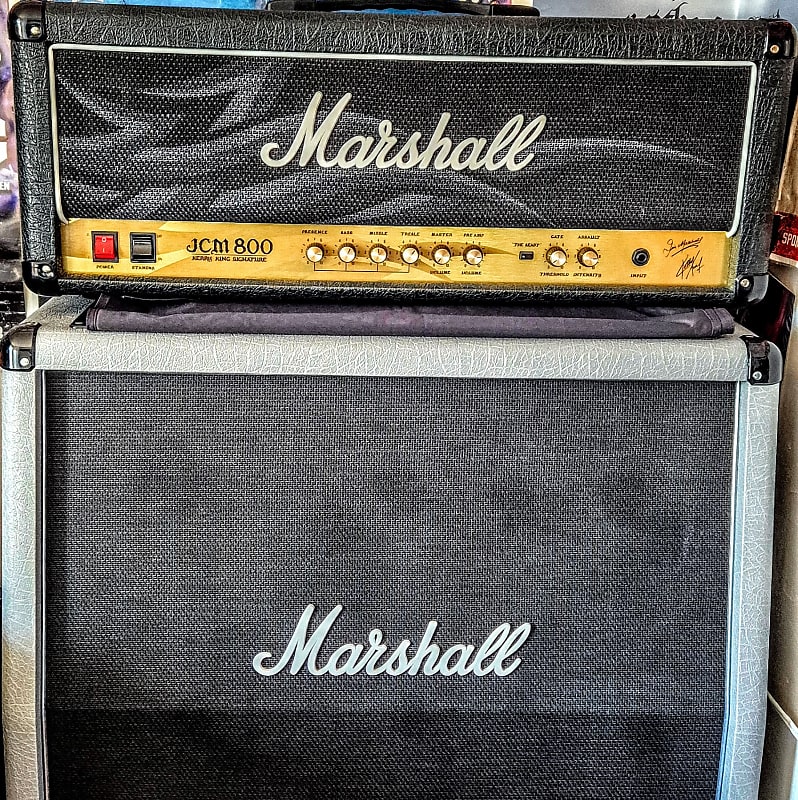 Marshall 2203KK Kerry King Signature JCM800 and Marshall 2551AV Silver Jubilee speaker cabinet image 1