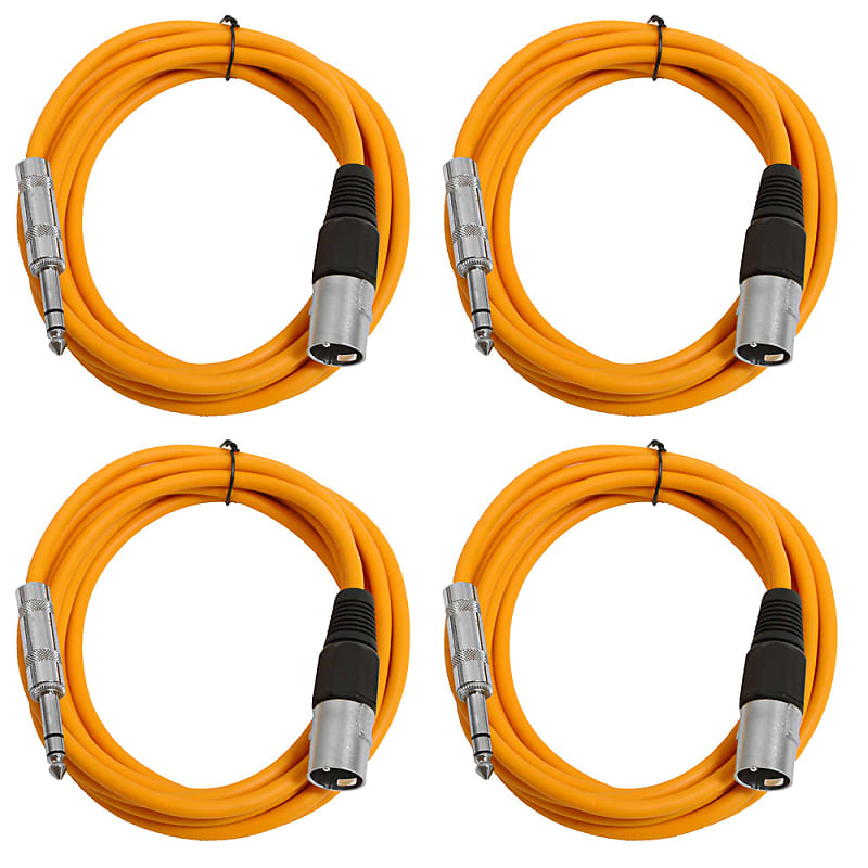 4 Pack of 1/4 Inch to XLR Male Patch Cables 10 Foot Extension Cords Jumper - Orange and Orange image 1