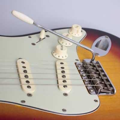 Fender  Stratocaster Solid Body Electric Guitar (1963), ser. #L20428, blonde tolex hard shell case. image 14
