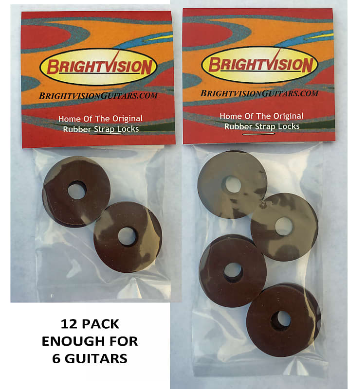 Twelve BROWN Rubber Guitar Strap Locks Grolsch Style Reverb