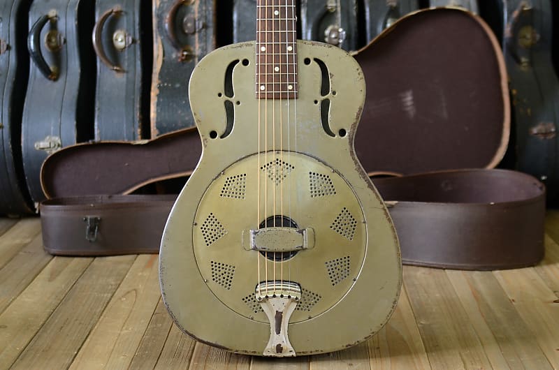 Vintage 1934 National Duolian resonator guitar, gold Duco Reverb UK
