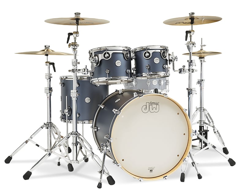DW Design Series 4pc Drum Set  - Blue Slate - 10/12/16/22 image 1