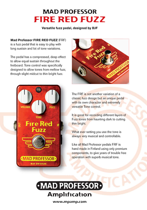 Mad Professor Fire Red Fuzz Hand Wired Effect Pedal