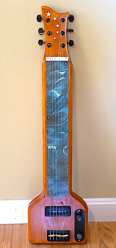 Custom Lap Steel Guitar - Solid Pine - Serial #219 - Blue Fingerboard 2023 image 1