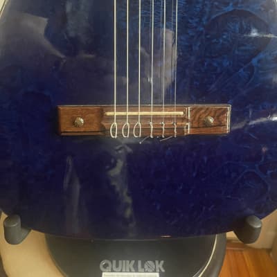 Hot-Rodded! Kay 7020 Classical Guitar 1960’s - USA - High-Gloss Sponge Pattern Refin - Royal Blue Nitro image 3