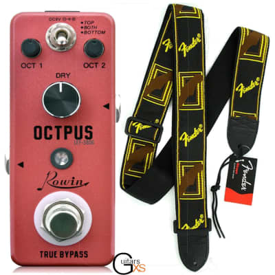 Rowin LEF-3806 Octpus Octaver Micro Effect Pedal + Fender 2”Monogrammed Strap Ships Free image 1