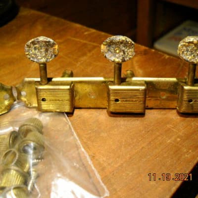Kluson 3 On a Side Split Post Tuners with Hardware 1950's Gold image 3