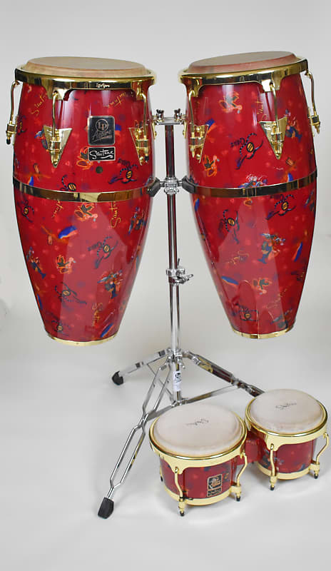 LP Aspire Santana Red Congos w stand/ Bongos 2000's Red | Reverb