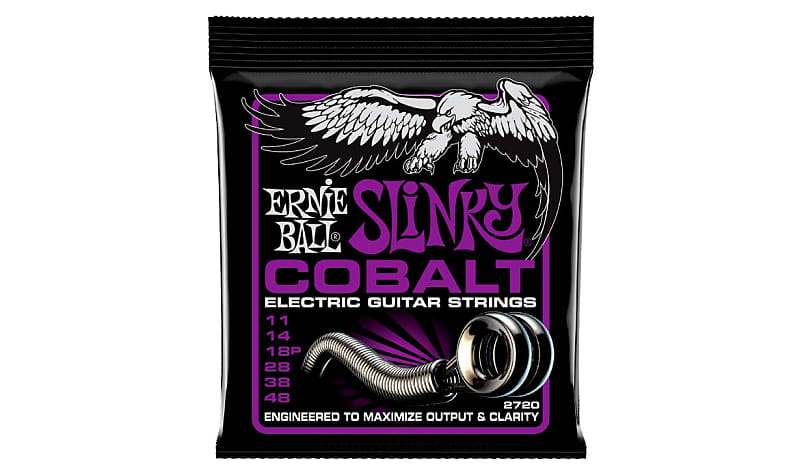 Power Slinky Cobalt Electric Guitar Strings 11-48 Gauge Set FeCo-alloy enhanced magnetic properties image 1