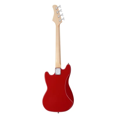 Glarry 4-String 30in Short Scale Thin Body GB Electric Bass Guitar with Bag Strap Connector Wrench Tool 2020s - Red image 3