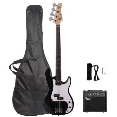 Glarry GP Beginner Electric Bass Guitar Black w/ 20W Amplifier for sale
