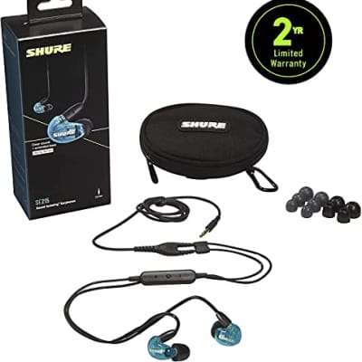 Shure SE215 Wired Sound Isolating Earbuds, Clear Sound, Single Driver, Secure in-Ear Fit, Detachable Cable, Durable Quality, Compatible with Apple & Android Devices - Blue image 2