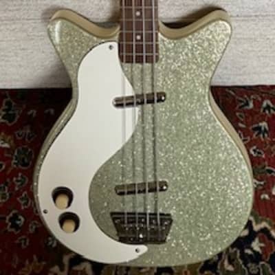 Left Handed Dan Electro Bass Guitar-Silver-Gold Sparkle image 14
