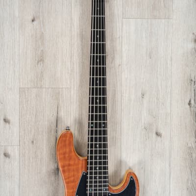 Mayones Jabba Custom 5 5-String Bass, Ebony Fretboard, Curly Redwood Top, Trans Natural Satine image 4