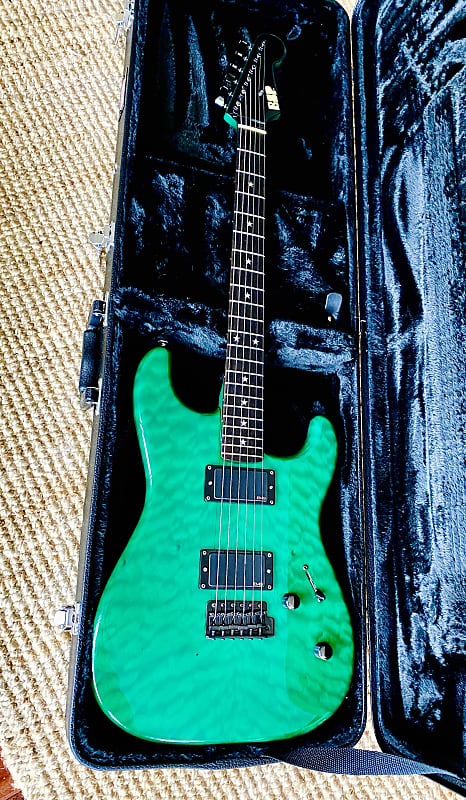 ESP Custom Shop Emerald Green Late 80's Super Strat - 5A Quilted Maple image 1
