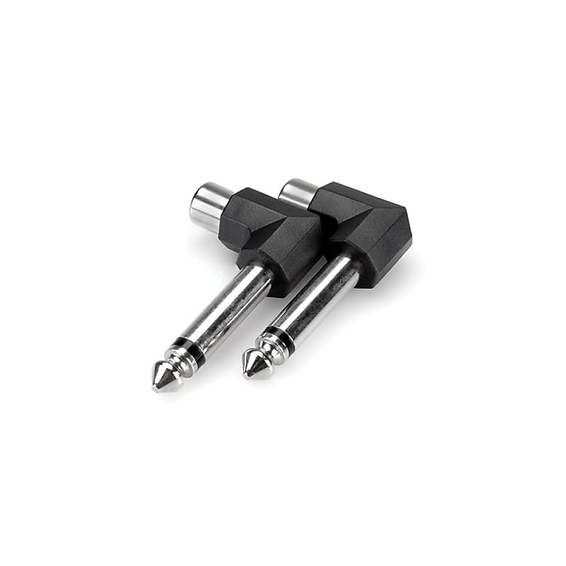 Hosa GPR-123 Right-Angle Adaptor RCA Female to 1/4 in TS Male Adapter (2-Pack) image 1