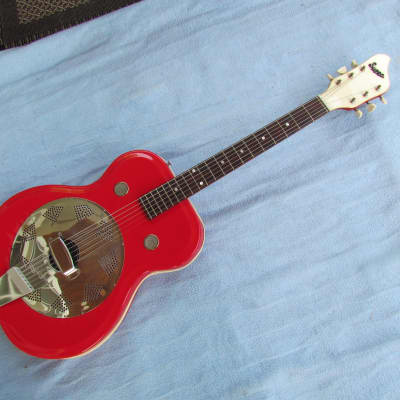 1962 Supro Folk Star Red Reso-Glass Resonator Vintage Supro Folk Star/Vagabond Cool Vintage Dobro Red Plastic! image 2