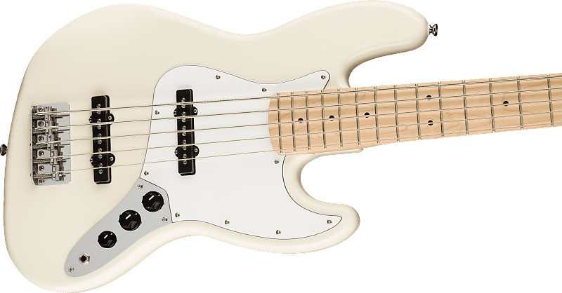 Squier Affinity Series Jazz Bass V, Maple Fingerboard, White Pickguard, Olympic White image 1