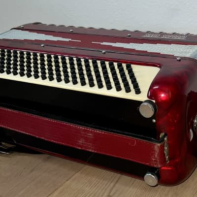 Nice SILVIO SOPRANI Accordion 1960's White & Red Made in Italy 41/120 , Plays Very Well, Support Indie Music ! image 13
