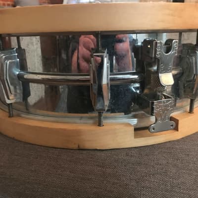 1971 Ludwig No. 400 Supraphonic 5x14" 10-Lug Aluminum Snare Drum with Pointed Blue/Olive Badge 1969 - 1979 - Chrome-Plated OBO image 17