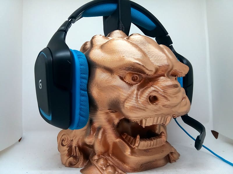 Chinese Lion Headphone Stand! Headset Holder Rack, Guardian Shi Japan Hanger Bust. Game/Hip Hop/Beat image 1