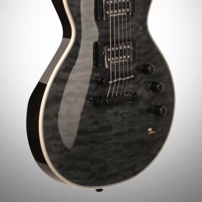 ESP LTD EC-1000 Piezo QM Electric Guitar, See Thru Black image 3
