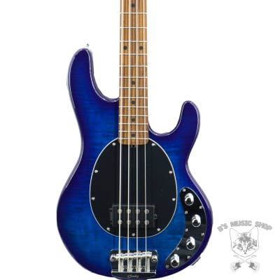 Sterling by Music Man StingRay RAY34 Flame Maple in Neptune Blue w/Gig Bag image 1