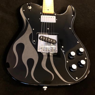 Sparrow Twangmaster Pro Kustom Black Gloss w/Metallic Silver Flames HS Tele Style Guitar image 2