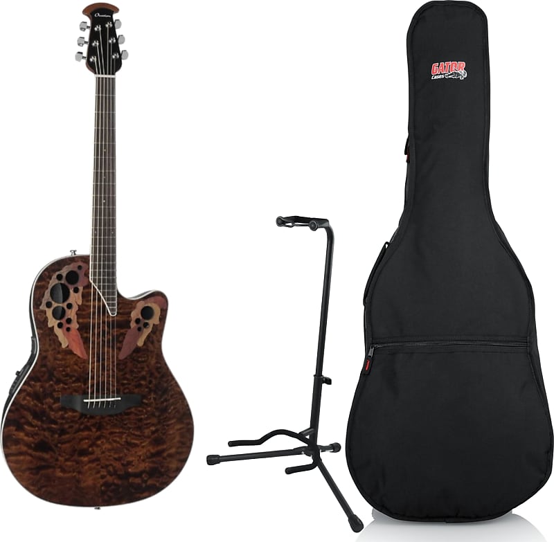 Ovation CE44P-TGE Celebrity Elite Plus A/E Guitar Bundle image 1