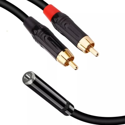 Ts 1/4" Female Mono To Dual Rca Male Mono Splitter Y Cable Interconnected Cable image 4