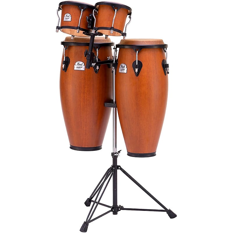 Pearl Primero Conga and Bongo Set With Stand in Mahogany