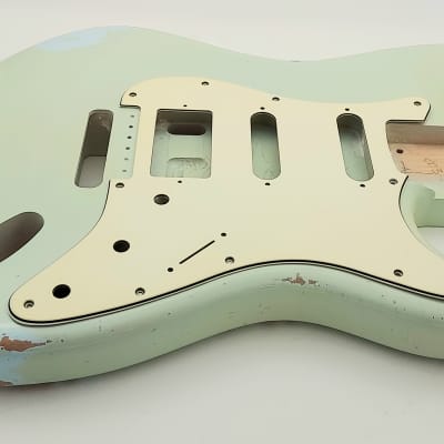 4lbs BloomDoom Nitro Lacquer Aged Relic Sonic Blue HSS S-Style Vintage Custom Guitar Body image 5