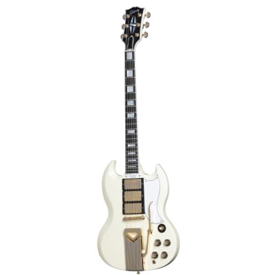 Gibson Custom Shop 60th Anniversary 1961 Les Paul SG Custom Guitar w/ Sideways Vibrola - Polaris White image 2