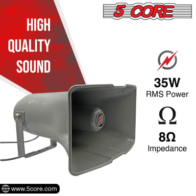 5 Core  Indoor Outdoor PA Horn Speaker 2 Pieces 6.5" x 12.5" Inch 35W Power Compact Loudspeaker Driver Horn Loud Speaker 8 Ohm Weatherproof SUH-300 2Pcs image 4