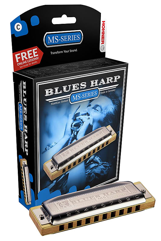 Hohner 532BX-A MS Series Modular Blues Harp Harmonica - Key of A Silver image 1