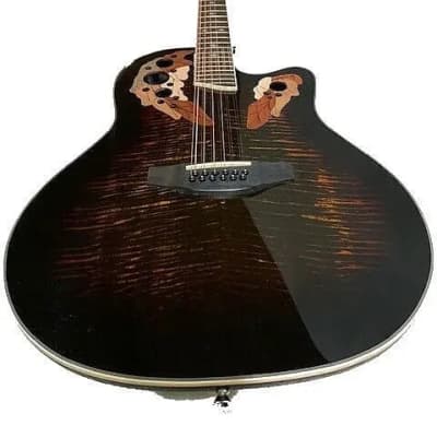 12 STRING FLAMED ACOUSTIC/ELECTRIC ROUND BACK GUITAR image 1