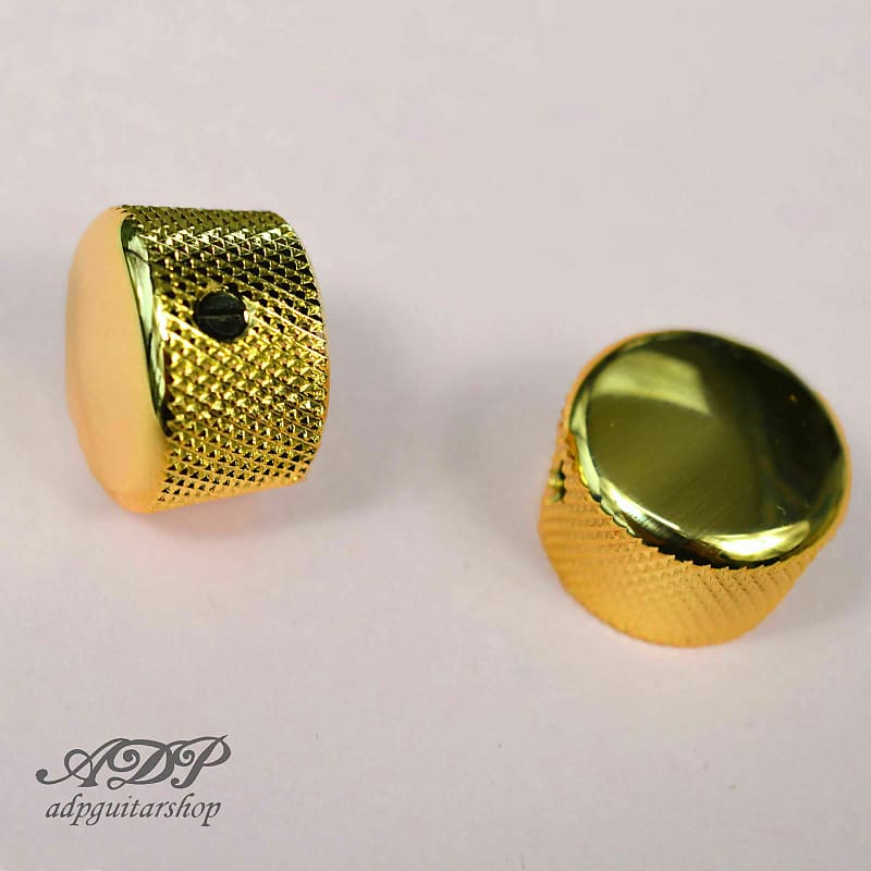 2 Gold Cupcake metal Dome Knobs, 21x15mm, 6mm axis for SplitShaft Pots image 1