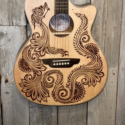 New Luna Henna Dragon Spruce Acoustic/Electric Guitar, Help Support Small Business & Buy It Here ! image 4