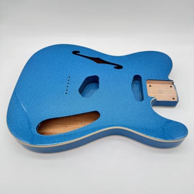 HooDoo Telecaster Thinline Double-Bound Sparkle Blue Body Alder Super Light HTB4139 image 2