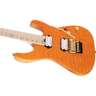 Charvel Pro-Mod DK24 HH FR M Mahogany Guitar with Quilt Maple, Maple, Dark Amber image 3