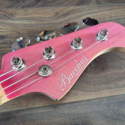 2010 Bacchus Japan Handmade Series WL4/ASH 70's Jazz Bass (Oiled Pink) image 7