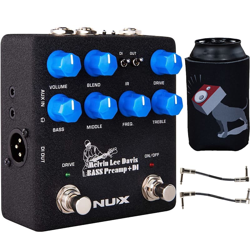 NuX Effects NBP-5 Melvin Lee Davis Preamp DI Bass Pedal w/ Patch Cables &  Koozie