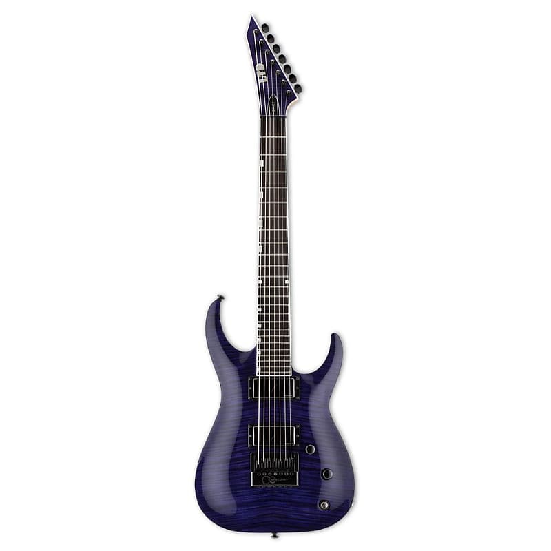 ESP Brian ‘Head’ Welch SH-7 EverTune 7-String Electric Guitar with Neck-Thru Basswood Body, Flamed Maple Top, 3-Piece Maple Neck, and Ebony Fingerboard (Right-Handed, See Thru Purple) image 1