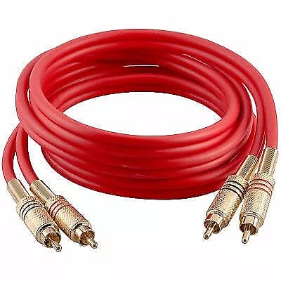 Premium 6 Foot Dual Rca Male To Dual Rca Male Audio Patch Cable - Red image 1
