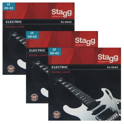 Electric Guitar Strings  9-42 Stagg Nickel Plated Steel EL-0942 Light X3 SET OFFER image 1