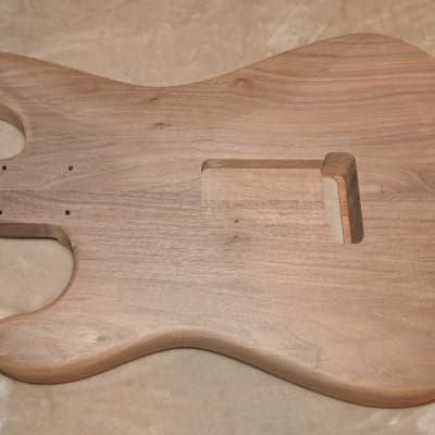 Unfinished Strat 2 Piece Walnut With a 1 Piece Ribbon Sapele/Mahogany Top 5lbs 10.5oz! image 4