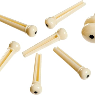D'Addario PWPS12 Planet Waves Injected Molded Bridge Pins with End Pin 2000 - 2020 - Ivory with Ebony Dot image 1